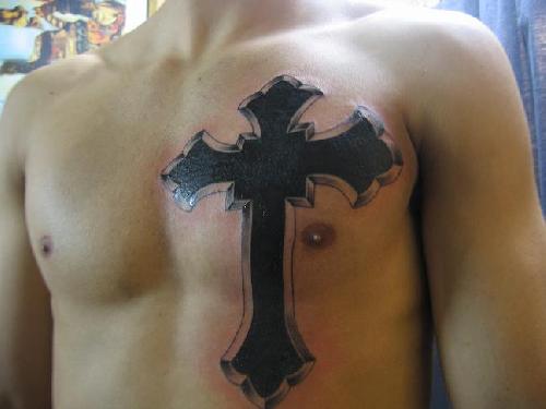 Cross tattoos are typically seen on the upper arm and across the back and 