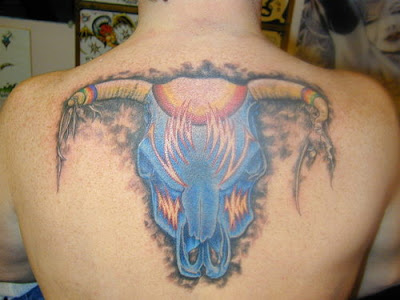 Blue mask with lightning bolt artwork on back.