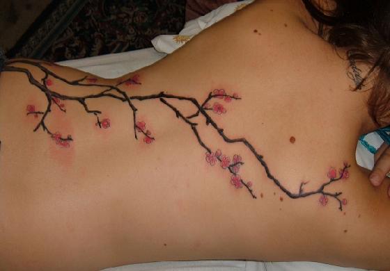 Foot Tattoos Ideas For Girl » cherry-blossom-tribal-foot-tattoo