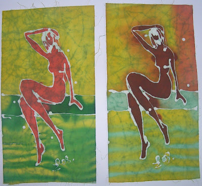 zorica, đuranić, art, act, batik, canvas, paintings, red, brown