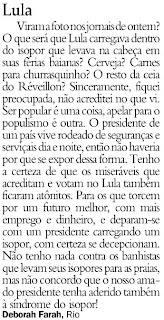 carta publicada no JB de 06 de janeiro de 2010