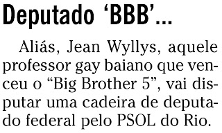 nota publicada no jornal O GLOBO na coluna ANCELMO GOIS de 09 de março de 2010