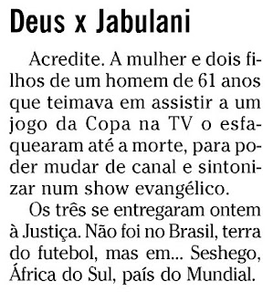 nota publicada na coluna ANCELMO GOIS de O GLOBO de 18 de junho de 2010