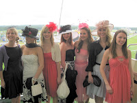 Models posing in the Face of Ascot modeling competition at Royal Ascot