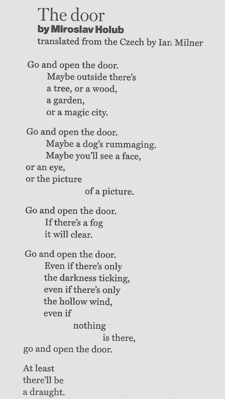 The Door A Poem By Miroslav Holub On Vimeo