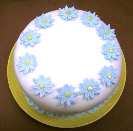 Blue Daisy Fondant Cake