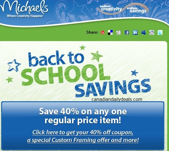Canadian Daily Deals Michaels 40 off One Regular Priced Item Coupon