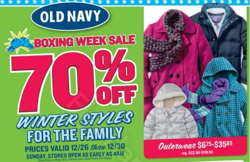 Old Navy: Boxing Week Sale 70% Off Winter Styles, Free Flip Video ...