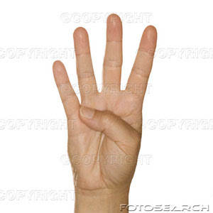    ( 07 )       .. -  21 A-womans-hand-signing-the-number-4-using-american-sign-language-~-C0032513