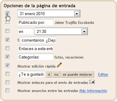 Desmarca la casilla que muestra la fecha en las entradas Fecha estilo calendario en el blog