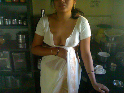 Indian wife white saree with white blouse
