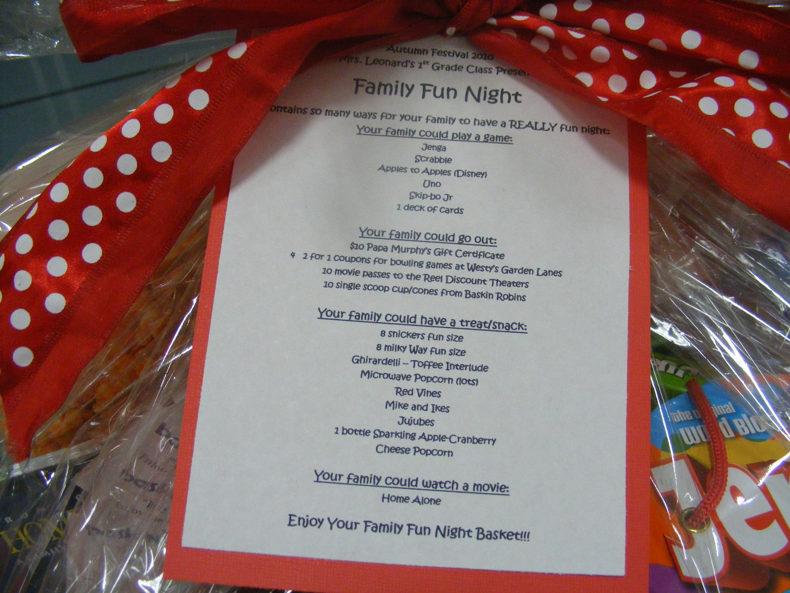 Andrus Elementary Harvest Festival Family Fun Night Basket