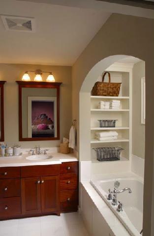 Spa tub enclave invites total relaxation.