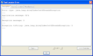 Borland StarTeam detailed error message showing a Java exception