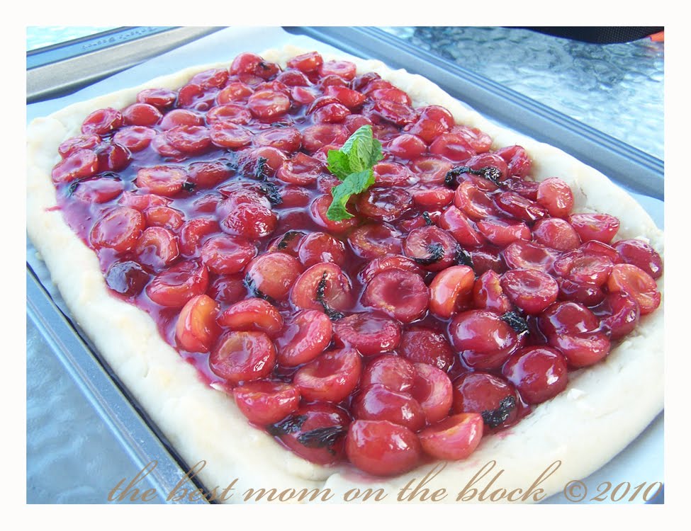The Best Mom on the Block Cherry and Fresh Mint Tart with Rustic