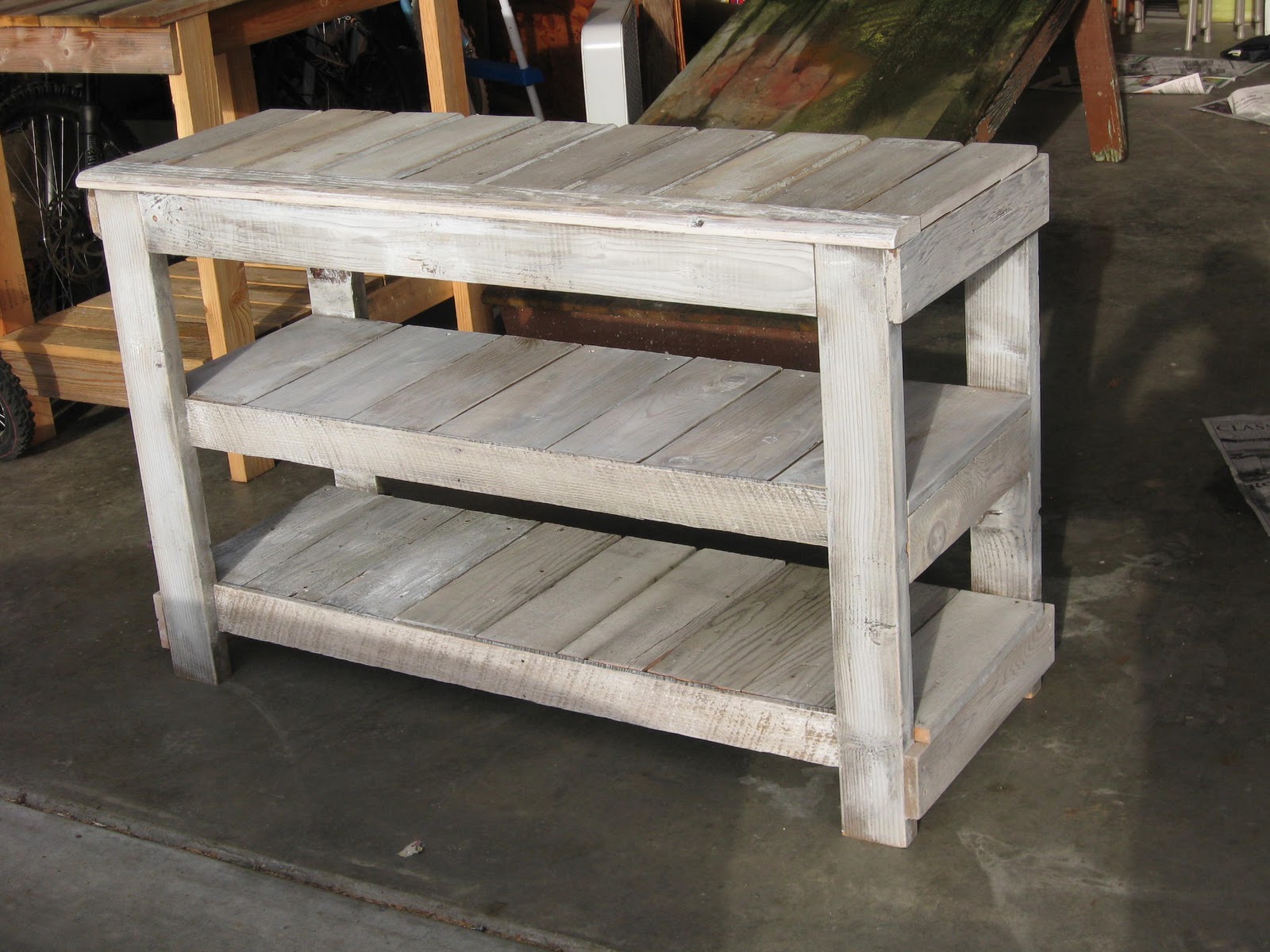 Dream Garden Woodworks White Washed TV Stand