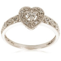10k White Gold Diamond Heart Ring (.04 cttw, I-J Color, I2-I3 Clarity)