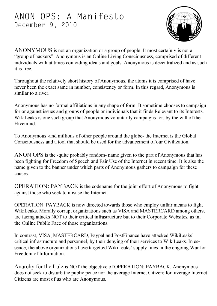 Anon Ops: A Manifesto