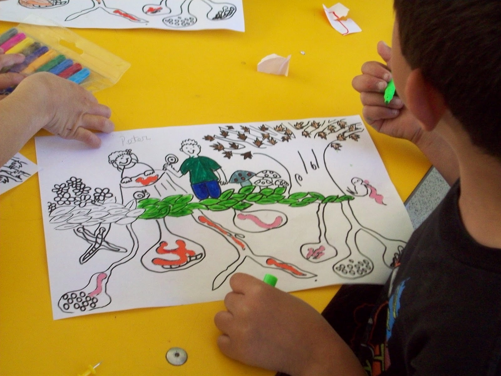 Niño con partes del cuerpo para colorear