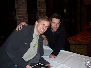 Callis posing with male fan