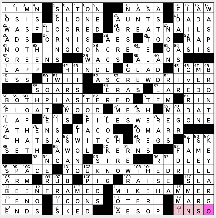  Note This is the puzzle that appears in the Sunday LA Times newspaper