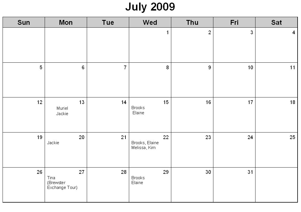 Coordinator Schedule