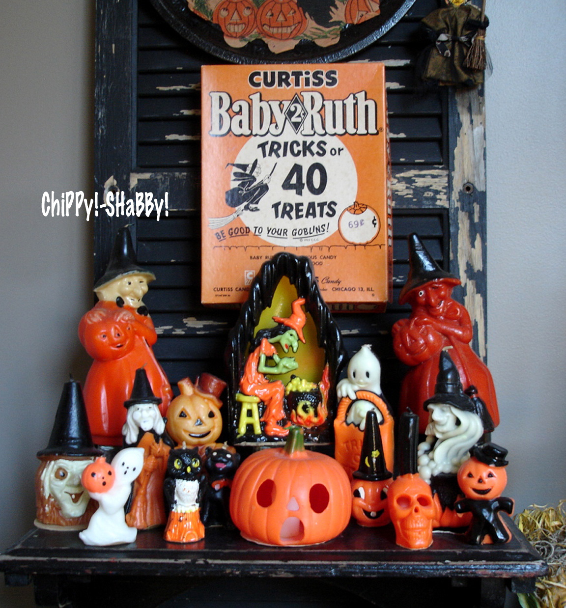 ChiPPy! SHaBBy! **ViNtaGe Halloween GURLEY CANDLES**