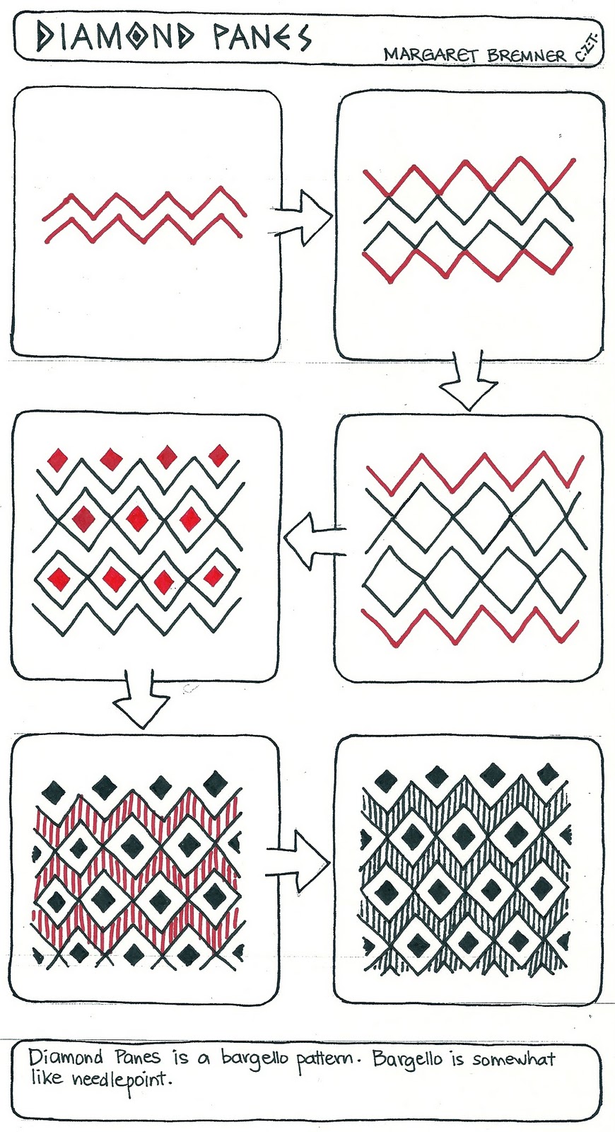 Zentangle Pattern Directions | enthusiastic artist diamond panes tangle instructions Zentangle Pattern Directions | enthusiastic artist diamond panes tangle instructions