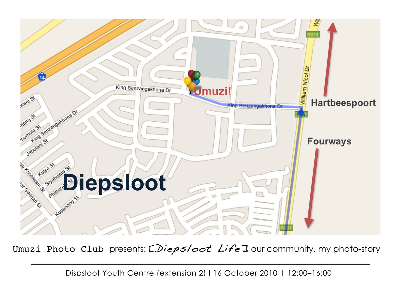 Umuzi Photo Club News Map to Diepsloot Exhibition