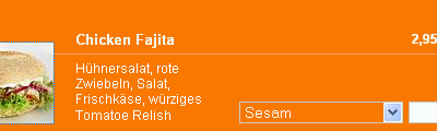 Screenshot Bestellliste Bagel Brothers