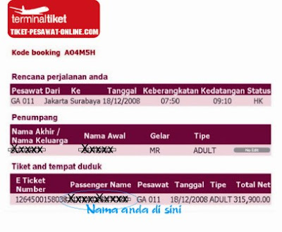 Online Tiket Pesawat on Citilink E Ticket     O  Contoh E Ticket     Tiket Pesawat  Voucher