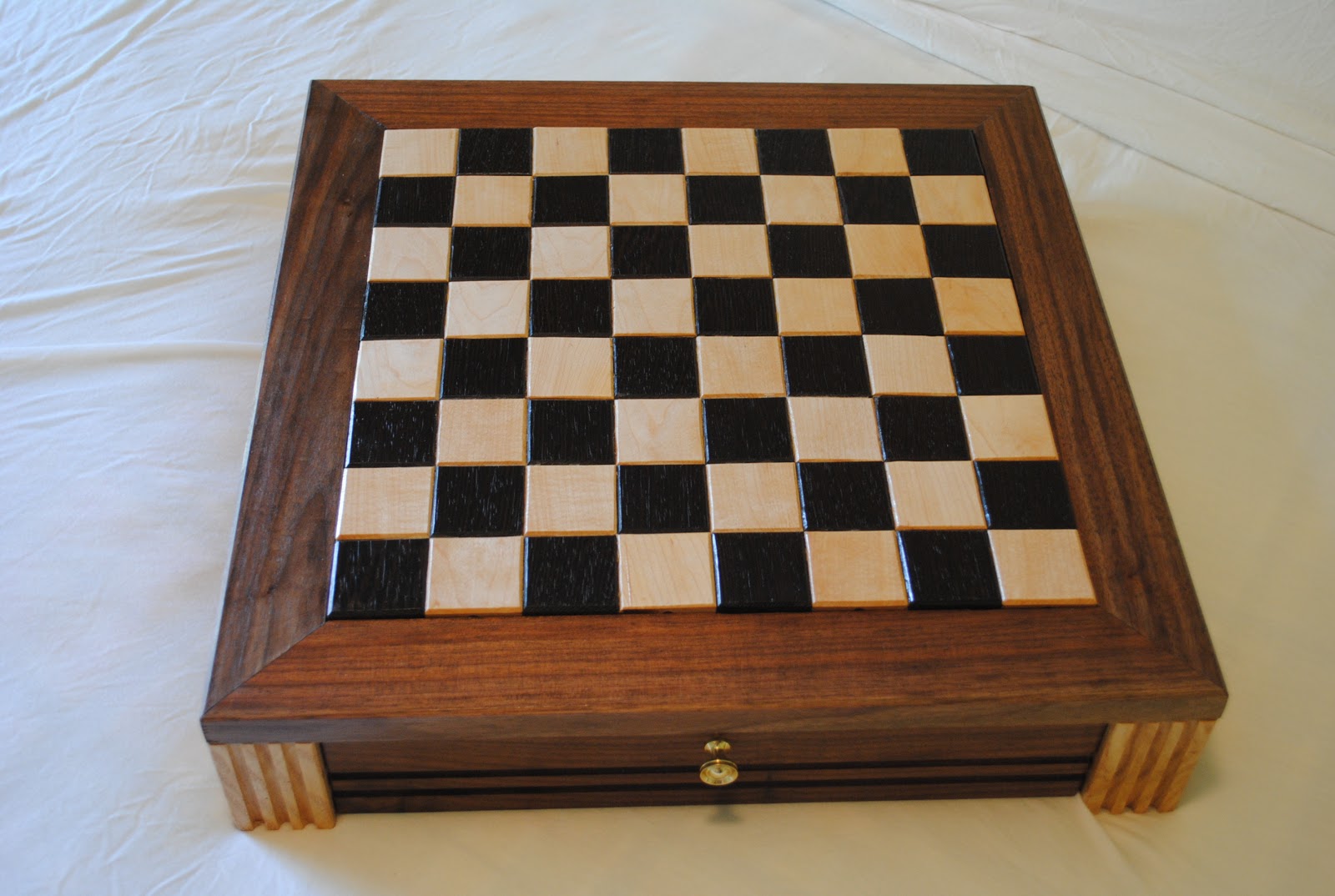 First Light Woodworking Unplugged Walnut Chess Board w/ Drawers