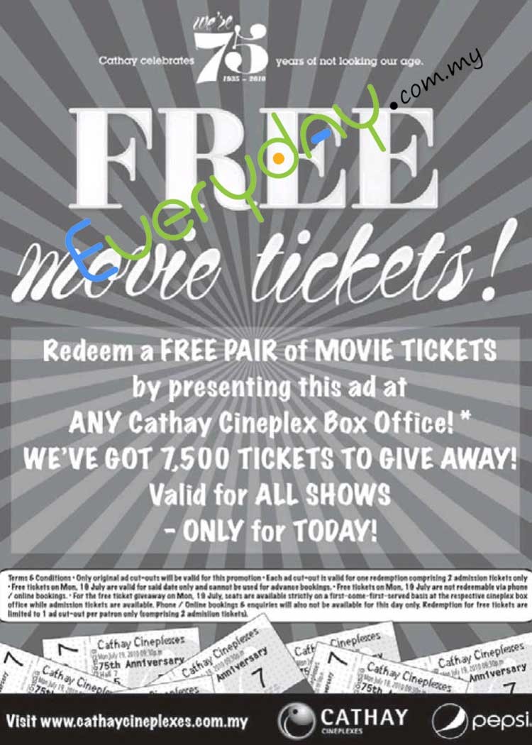 Jessying: Cathay Cineplex 75th Anniversary gives 7500 FREE Movie ...