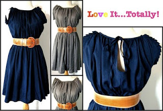 Blue and grey shabby chic baby onesie dress by bitsofstella