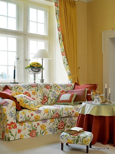 Red and Yellow Living Room Curtains