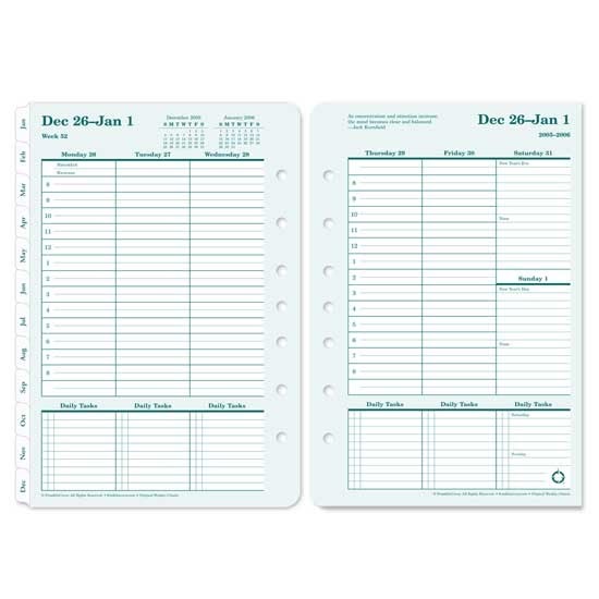 Franklin Covey 33981 Classic Original Ringbound Weekly Planner Refill