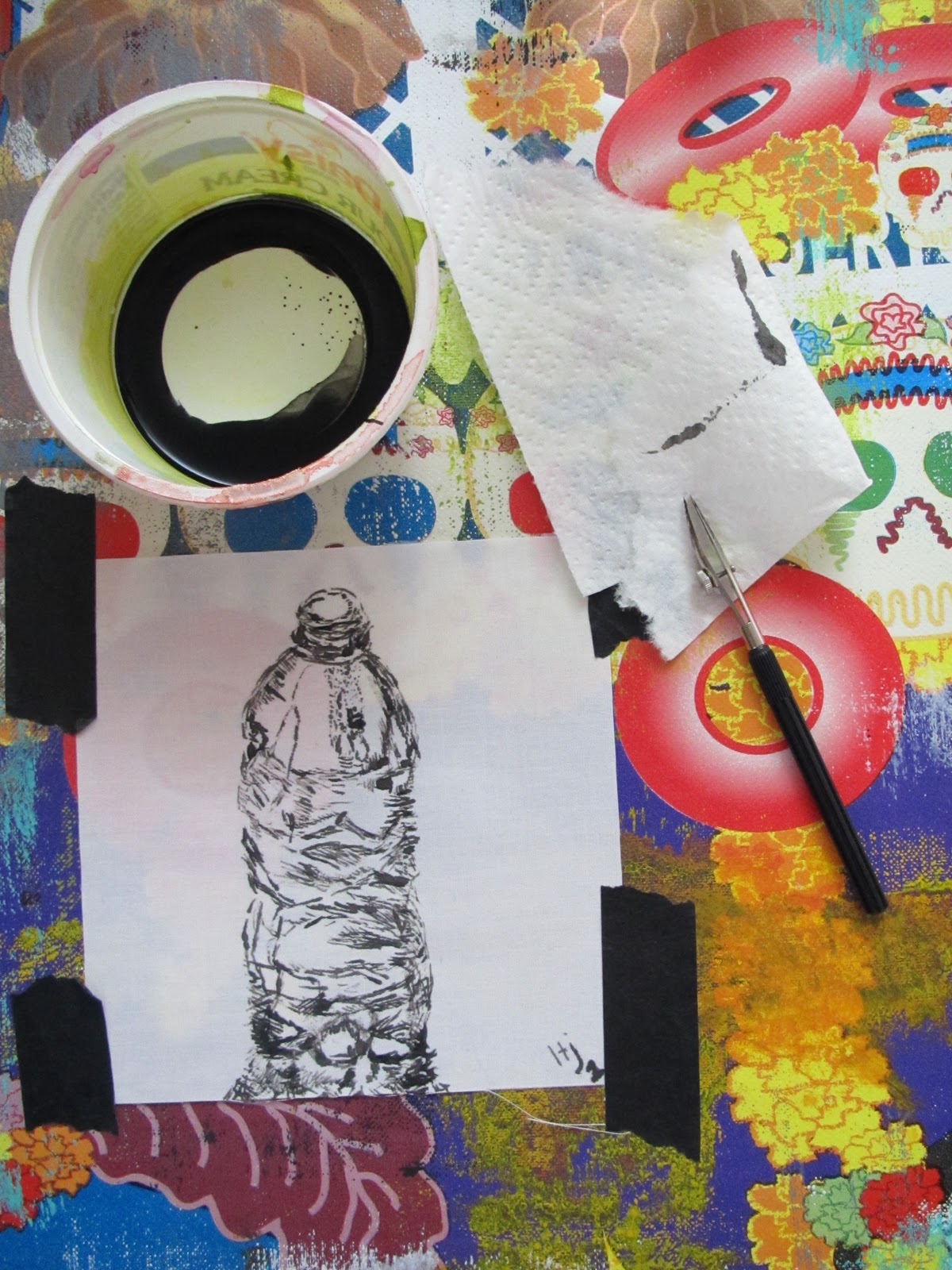 Leslie Tucker Jenison: Ruling Pen Drawing on Cloth-Day 1