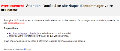 message avertissement google