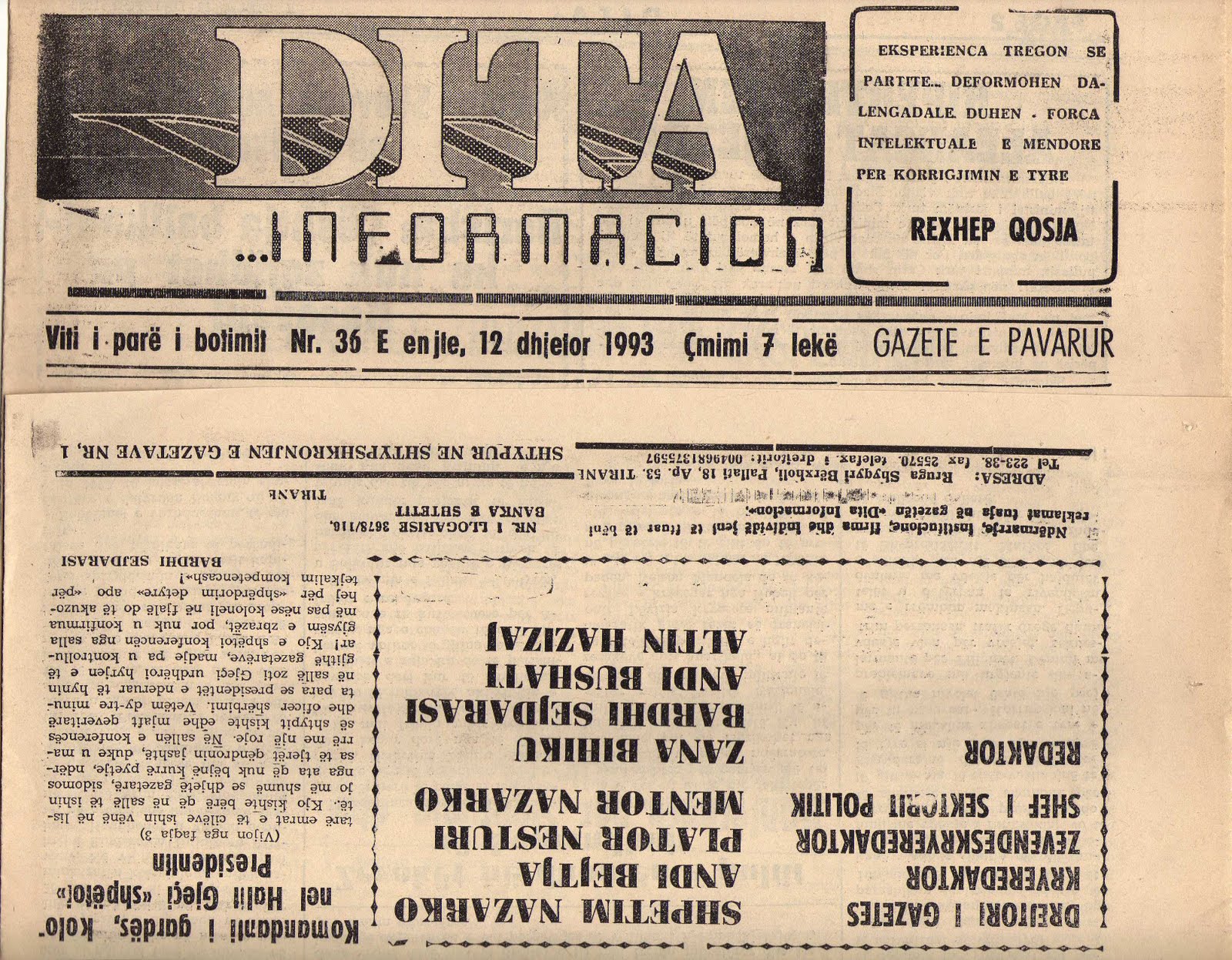 24.04.1993, Gazeta Zeri i Rinise - Heronjte pa histori nga Vincenso