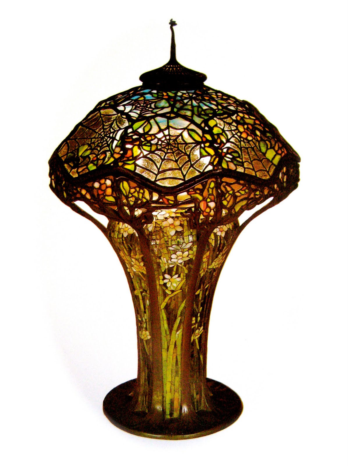 Tiffany Lamp 151a Apple Blossom and Cobweb Tiffany Glass