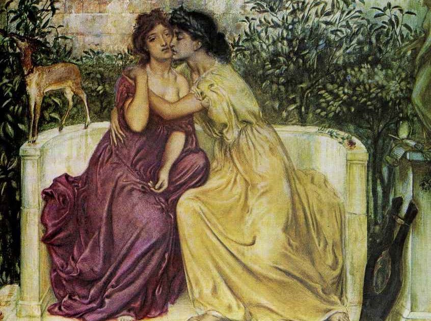 Pre Raphaelite Art Simeon Solomon Sappho and Erinna in the garden