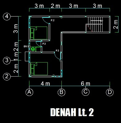 DENAH DAN GAMBAR TAMPAK RUMAH DUA LANTAI UNTUK UKURAN TANAH 14 x 21 m