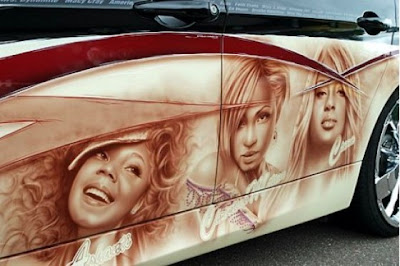 3 sexy girls airbrush on car