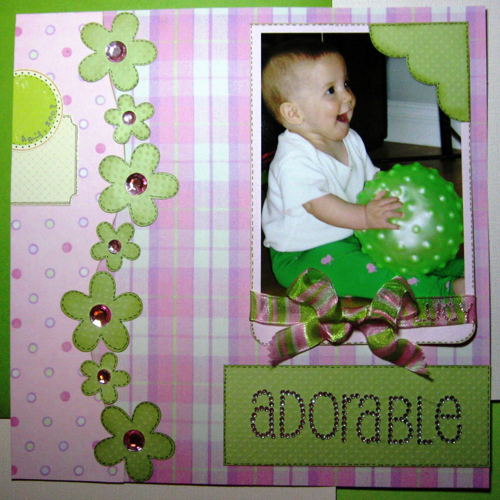 Maximum Embellishment ADORABLE A BABY SCRAPBOOKING LAYOUT (Daisy D)