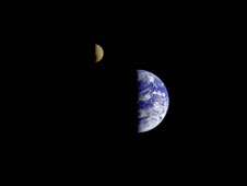 The Galileo spacecraft's view of the Moon and Earth The Galileo spacecraft's view of the Moon and Earth