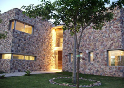 Contemporary Raw Stone and Wood House