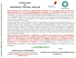 Certificado de Membresìa Frente