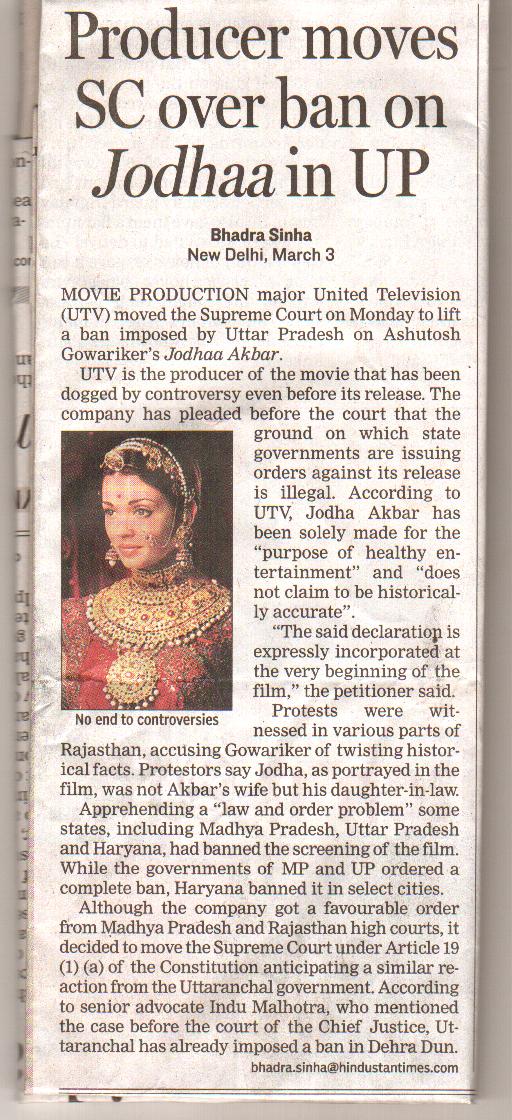 JODHA AKBAR MATTER IN SUPREME COURT