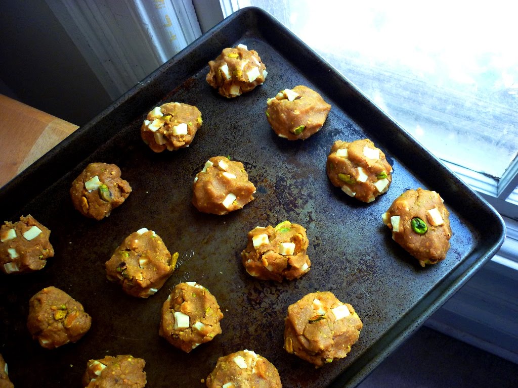 Food for Poems Pistachio Peanut Butter White Chocolate Chunk Cookies
