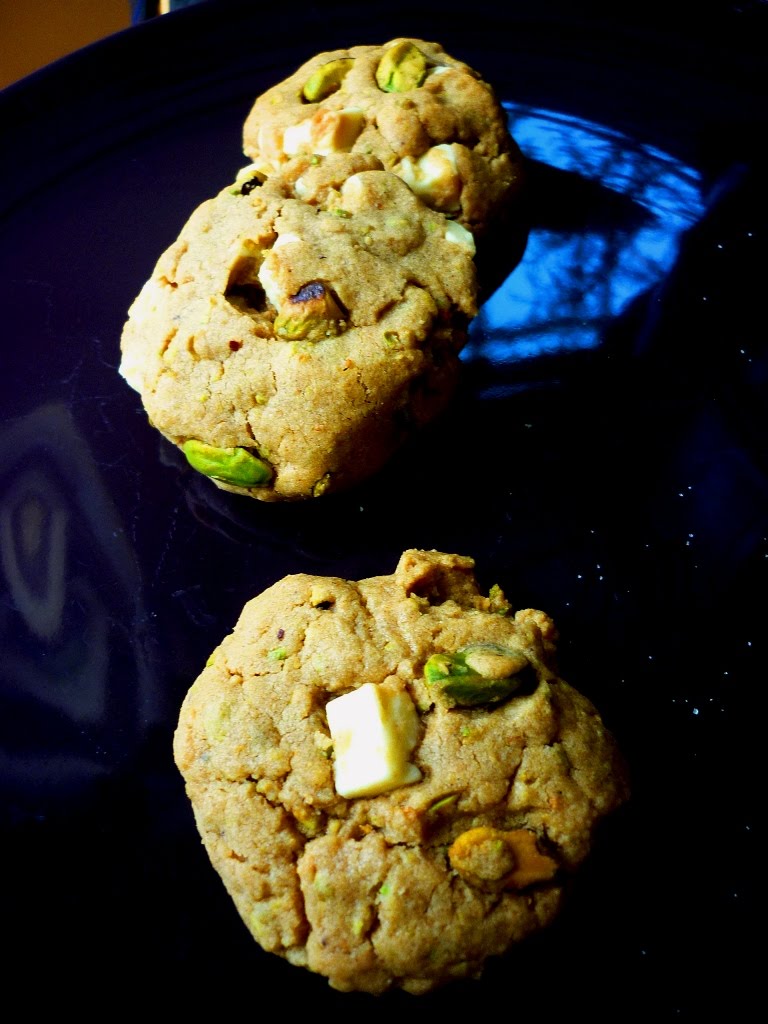 Food for Poems Pistachio Peanut Butter White Chocolate Chunk Cookies